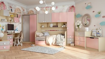 Детская комната Грэйси (Розовый/Серый/корпус Клен) в Куйбышеве - kujbyshev.mebel54.com | фото