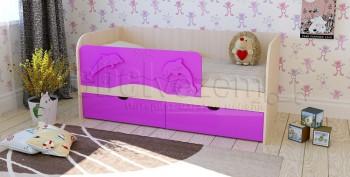 Друзья Кровать детская 2 ящика 1.6 Фиолетовый глянец в Куйбышеве - kujbyshev.mebel54.com | фото