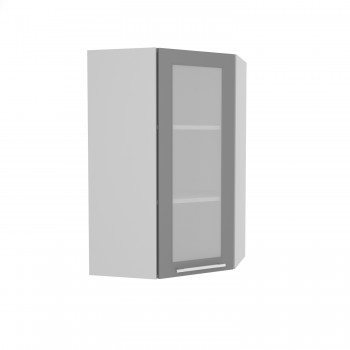 Гарда ВПУС 550 шкаф верхний угловой со стеклом высокий (Белый патина/корпус Серый) в Куйбышеве - kujbyshev.mebel54.com | фото