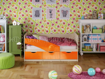 Кровать Бабочки 1,6м (Оранжевый металлик) в Куйбышеве - kujbyshev.mebel54.com | фото