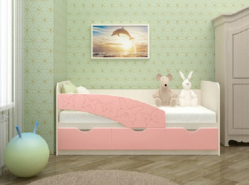 Кровать Бабочки 1,6м (Розовый металлик) в Куйбышеве - kujbyshev.mebel54.com | фото