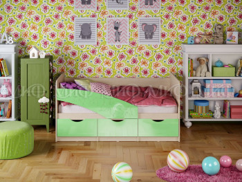 Кровать Бабочки 1,6м (Салатовый металлик) в Куйбышеве - kujbyshev.mebel54.com | фото