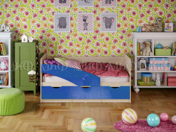 Кровать Бабочки 1,6м (Синий металлик) в Куйбышеве - kujbyshev.mebel54.com | фото