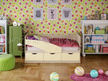 Кровать Бабочки 1,6м (Ваниль матовый) в Куйбышеве - kujbyshev.mebel54.com | фото