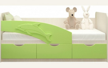 Кровать детская 1,6м Дельфин (Салатовый металлик) в Куйбышеве - kujbyshev.mebel54.com | фото