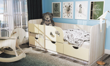 Кровать детская Минима Лего 1,86м с ящиками (дуб атланта/крем) в Куйбышеве - kujbyshev.mebel54.com | фото