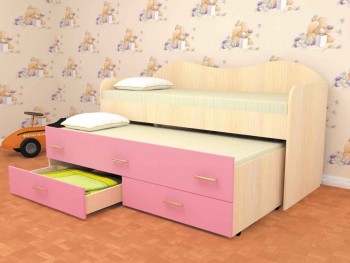 Кровать детская Нимфа двухместная 2.0 Дуб молочный/Розовый в Куйбышеве - kujbyshev.mebel54.com | фото
