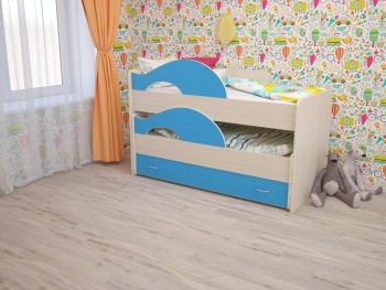 Кровать детская Радуга 1600 Млечный дуб/Голубой в Куйбышеве - kujbyshev.mebel54.com | фото