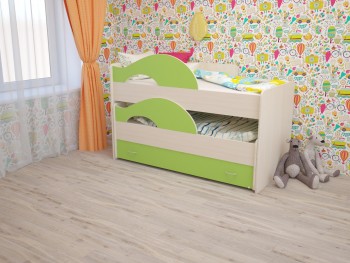 Кровать детская Радуга 1600 Млечный дуб/Салатовый в Куйбышеве - kujbyshev.mebel54.com | фото