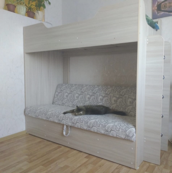 Кровать двухъярусная с диваном (Беленый дуб) в Куйбышеве - kujbyshev.mebel54.com | фото