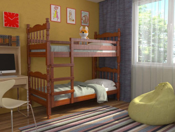 Кровать двухъярусная Соня из массива сосны 800*1890 Орех в Куйбышеве - kujbyshev.mebel54.com | фото