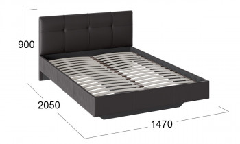 Кровать «Элис» c мягкой обивкой тип 1 Экокожа/Темно-коричневый/1400 в Куйбышеве - kujbyshev.mebel54.com | фото