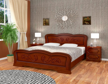 Кровать Карина-8 из массива сосны 1600*2000 Орех в Куйбышеве - kujbyshev.mebel54.com | фото