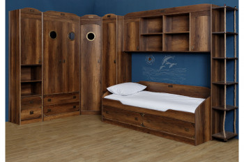 Кровать с 2-мя ящиками «Навигатор» (Дуб Каньон) в Куйбышеве - kujbyshev.mebel54.com | фото