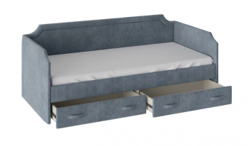 Кровать с мягкой обивкой и ящиками «Кантри» Тип 1 (900) (Замша синяя) в Куйбышеве - kujbyshev.mebel54.com | фото