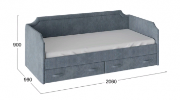 Кровать с мягкой обивкой и ящиками «Кантри» Тип 1 (900) (Замша синяя) в Куйбышеве - kujbyshev.mebel54.com | фото