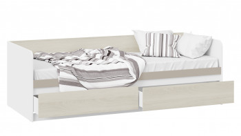 Кровать «Сканди» с 2 ящиками Дуб Гарден/Белый/Глиняный серый в Куйбышеве - kujbyshev.mebel54.com | фото