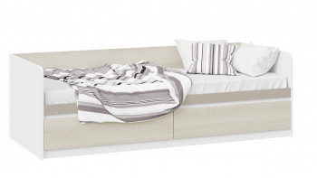 Кровать «Сканди» с 2 ящиками Дуб Гарден/Белый/Глиняный серый в Куйбышеве - kujbyshev.mebel54.com | фото