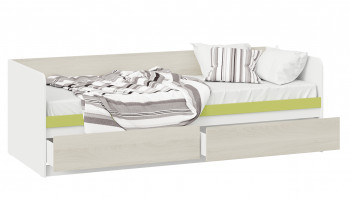 Кровать «Сканди» с 2 ящиками Дуб Гарден/Белый/Зеленый в Куйбышеве - kujbyshev.mebel54.com | фото