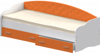 Кровать Софа-7 с мягкой спинкой (800х1900) Белый/Оранжевый в Куйбышеве - kujbyshev.mebel54.com | фото