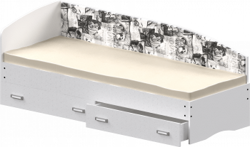 Кровать Софа-9 с мягкой спинкой с рисунком Милана (900х1900) Белый в Куйбышеве - kujbyshev.mebel54.com | фото