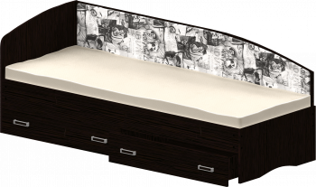 Кровать Софа-9 с мягкой спинкой с рисунком Милана (900х1900) Венге в Куйбышеве - kujbyshev.mebel54.com | фото