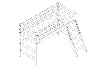 Кровать Соня вариант 6 полувысокая с наклонной лестницей Лаванда в Куйбышеве - kujbyshev.mebel54.com | фото