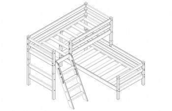 Кровать Соня вариант 8 угловая с наклонной лестницей Белый полупрозрачный в Куйбышеве - kujbyshev.mebel54.com | фото