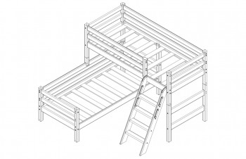 Кровать Соня вариант 8 угловая с наклонной лестницей Белый полупрозрачный в Куйбышеве - kujbyshev.mebel54.com | фото