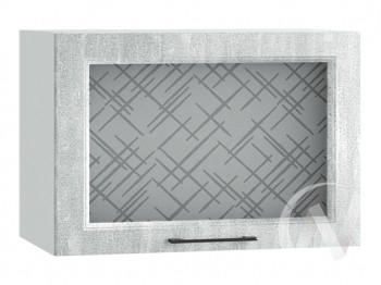 Либерти Шкаф верхний горизонтальный со стеклом ШВГС 609 (Холст грей/корпус белый) в Куйбышеве - kujbyshev.mebel54.com | фото