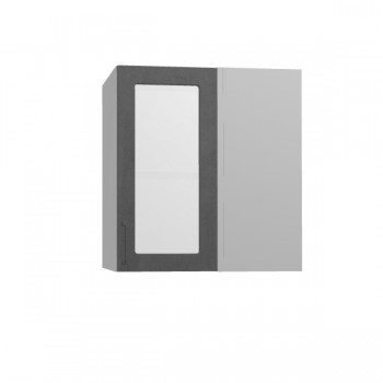 Лофт ПУС 650 шкаф верхний угловой со стеклом (Бетон темный/корпус Серый) в Куйбышеве - kujbyshev.mebel54.com | фото