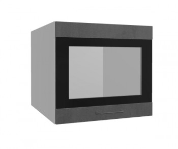 Лофт ВПГСФ 500 шкаф верхний горизонтальный со стеклом высокий с фотопечатью (Бетон темный/корпус Серый) в Куйбышеве - kujbyshev.mebel54.com | фото