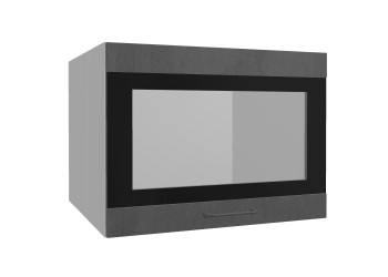 Лофт ВПГСФ 600 шкаф верхний горизонтальный со стеклом высокий с фотопечатью (Бетон темный/корпус Серый) в Куйбышеве - kujbyshev.mebel54.com | фото