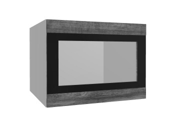 Лофт ВПГСФ 600 шкаф верхний горизонтальный со стеклом высокий с фотопечатью (Дуб бурый/корпус Серый) в Куйбышеве - kujbyshev.mebel54.com | фото