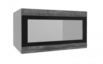 Лофт ВПГСФ 800 шкаф верхний горизонтальный со стеклом высокий с фотопечатью (Дуб бурый/корпус Серый) в Куйбышеве - kujbyshev.mebel54.com | фото