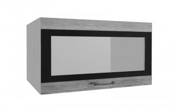 Лофт ВПГСФ 800 шкаф верхний горизонтальный со стеклом высокий с фотопечатью (Дуб майский/корпус Серый) в Куйбышеве - kujbyshev.mebel54.com | фото