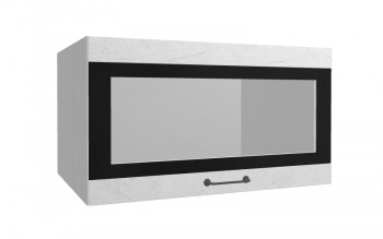 Лофт ВПГСФ 800 шкаф верхний горизонтальный со стеклом высокий с фотопечатью (Штукатурка белая/корпус Серый) в Куйбышеве - kujbyshev.mebel54.com | фото