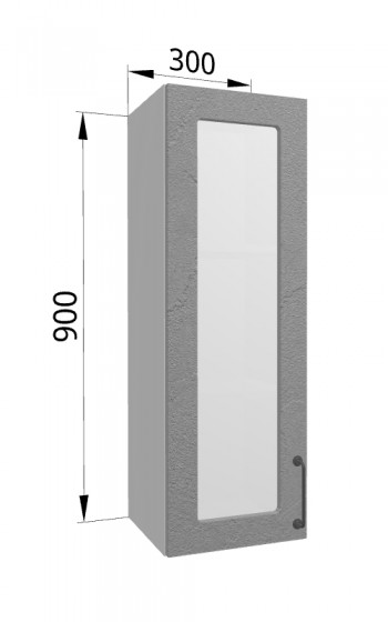 Лофт ВПС 300 шкаф верхний со стеклом высокий (Штукатурка серая/корпус Серый) в Куйбышеве - kujbyshev.mebel54.com | фото