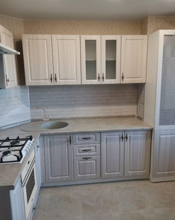 Модульная кухня Империя 2,0 м (Серый Эмалит/Серый) в Куйбышеве - kujbyshev.mebel54.com | фото
