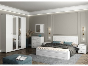 Модульная спальня Барселона (Белый/Белый глянец) в Куйбышеве - kujbyshev.mebel54.com | фото