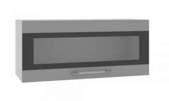 Норд ШВГС 800 Шкаф верхний горизонтальный со стеклом (Софт черный/корпус Белый) в Куйбышеве - kujbyshev.mebel54.com | фото