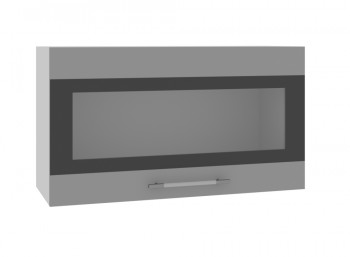 Олива ВПГСФ 800 Шкаф верхний горизонтальный со стеклом с фотопечатью высокий (Ваниль глянец/корпус Серый) в Куйбышеве - kujbyshev.mebel54.com | фото
