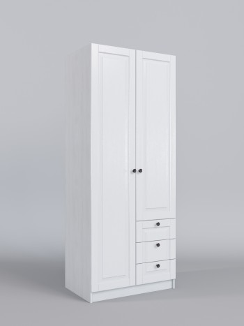 Шкаф 2-х створчатый с ящиками Классика (Белый/корпус Выбеленное дерево) в Куйбышеве - kujbyshev.mebel54.com | фото