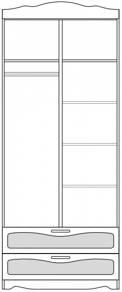 Шкаф 2-х створчатый с ящиками серии Иллюзия 99 Серый в Куйбышеве - kujbyshev.mebel54.com | фото