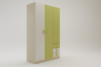 Шкаф 3-х створчатый с ящиками Эппл (Зеленый/Белый/корпус Клен) в Куйбышеве - kujbyshev.mebel54.com | фото