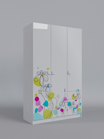 Шкаф 3-х створчатый с ящиками Флёр (Белый/корпус Выбеленное дерево) в Куйбышеве - kujbyshev.mebel54.com | фото