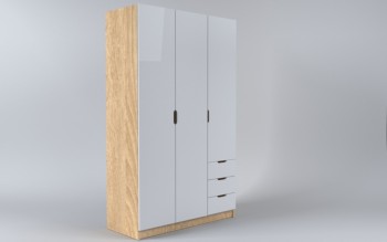 Шкаф 3-х створчатый с ящиками Лофт (Белый/корпус Дуб Сонома) в Куйбышеве - kujbyshev.mebel54.com | фото