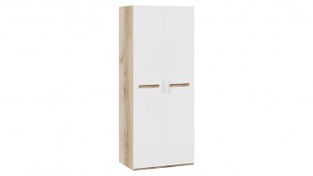 Шкаф для одежды с 2-мя дверями «Фьюжн» Дуб Делано/Белый глянец в Куйбышеве - kujbyshev.mebel54.com | фото