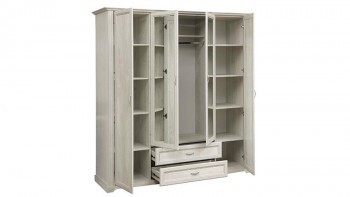 Шкаф для одежды "Сохо" (бетон пайн белый/2 ящика/зеркало) в Куйбышеве - kujbyshev.mebel54.com | фото
