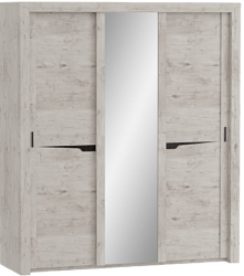 Шкаф трехдверный Соренто с раздвижными дверями Дуб бонифаций/Кофе структурный матовый в Куйбышеве - kujbyshev.mebel54.com | фото